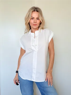 J. Crew White Short-Sleeve Popover Shirt thumbnail 2