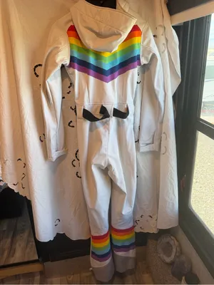OOSC Rainbow Road Ski Suit S Rainbow One Piece Snowboard Retro Snow / ski thumbnail 3