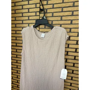 Time‎ And Tru Tan Textured Midi Dress Maternity Size XL thumbnail 3