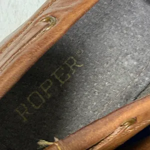 Roper Brown Leather‎ Hand Painted Cactus Skull Boat Shoes Moccasins 9 thumbnail 9