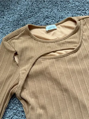 Le Lis Ribbed Long Sleeve Cutout Bodycon Dress - Tan thumbnail 6