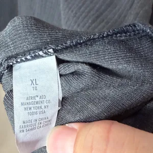 Aerie Womens Charcoal Grey Ribbed Henley Maxi Dress Long Sleeve Side Slit XL thumbnail 6