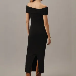 NWOT REFORMATION Josefina off the shoulder Knit Black Maxi Dress Size S thumbnail 4