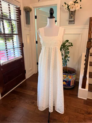 English Factory EUC Broderie Anglaise White Eyelet Maxi Dress thumbnail 2
