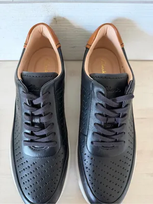 Clarks Tivoli Grace Tie Sneakers Women’s Size 10 Black Leather Comfort Contour thumbnail 5