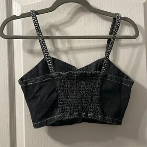 💙💖 NEW Boot Barn Denim Studded Cropped Bustier Top Gray Size XS thumbnail 4