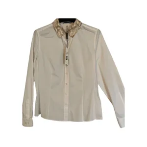 Elie Tahari Top Womens Size L White Button Front Snakeskin Print Collar NWT thumbnail 2