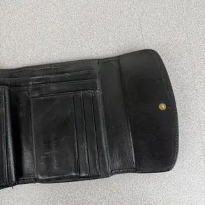 Vintage Coach Leather Wallet Black Tri Fold Snap Brass Cards Cash ID Classic thumbnail 8