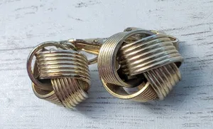 Vintage Clip On Earrings - Chunky Gold Tone Knot Design thumbnail 10