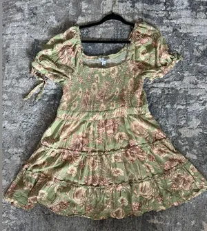 Aguabendita Sleeve Romantic Floral Tile Puff Sleeve Dress thumbnail 4
