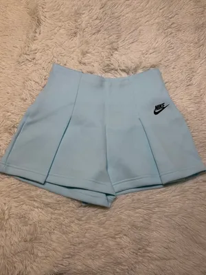 Nike High-Waisted Pleated Shorts in Light Blue thumbnail 2