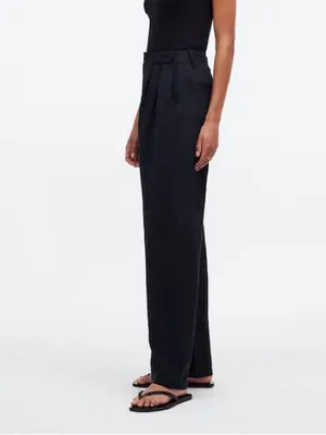 Madewell Black The Harlow Linen Blend Wide Leg Pants Size 14 thumbnail 4