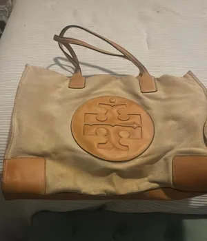 Tory Burch Leather and canvas tote thumbnail 1