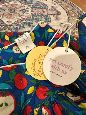 Printfresh Anthro Cottage-core delicious Retro Dreams Nightgown Dress Apples XS thumbnail 7