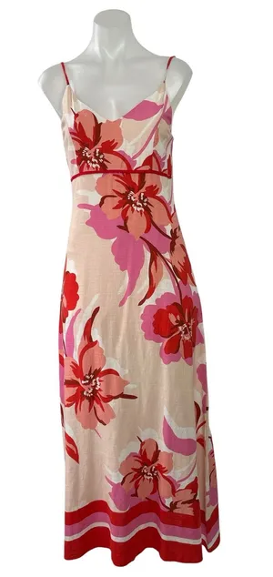NEW White Closet Multicolor Floral V Neck Sleeveless Cami A Line Maxi Dress XS thumbnail 1