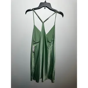 Brand New State of Day Women's Size XL Basil Green Slip Mini Dress thumbnail 6