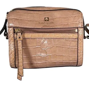 Kate Spade Perri Lane Rosey Beige Croc Embossed Leather Camera‎ Crossbody Bag thumbnail 1
