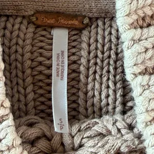 Free People My Only Sunshine Cotton Chunky Knit Mock Neck Sweater Tan Small thumbnail 3