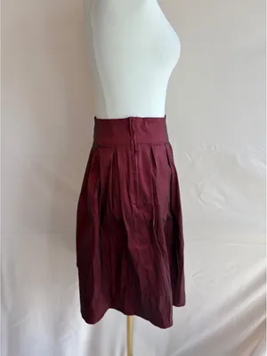 Rock Steady Burgundy Pleated Midi Skirt Size Large thumbnail 4