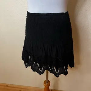 Ulla Johnson black smocked waist scalloped eyelet lace skirt WOMENS 4 thumbnail 3