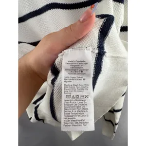 Women’s J.Crew Large White w/ Navy Stripes Crewneck Sweater thumbnail 5