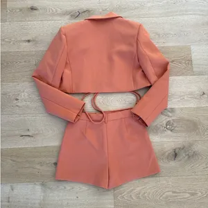 Zara - Co-ordinated Skort & Crop Blazer Set in Orange thumbnail 7