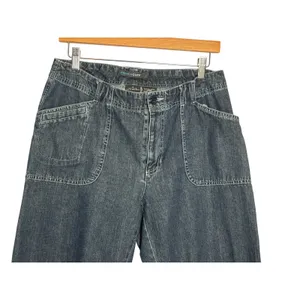 FrenchCuff Womens Denim Capris 10 Blue Dark Wash Patch‎ Pocket Utility Coastal thumbnail 3