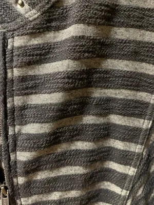 Free People Charcoal & Light Gray Striped Zip Peplum Jacket thumbnail 5