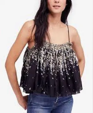 Free People Floral Black Spaghetti Strap Instant‎ Crush Camisole XS EUC thumbnail 1