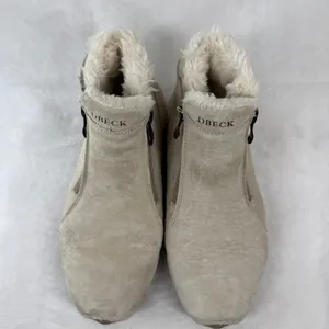 DBECK Tan Suede Faux Fur Lined Ankle Boots Dual Zip EU 38‎ Womens Comfort 7.5 thumbnail 3
