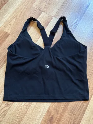 Iuga Black V-Neck Workout Bra Tank with Racerback Straps thumbnail 3