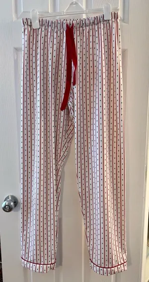 Saving Grace Smocks Women's Red and White Striped Holiday Pajama Pants Large thumbnail 1