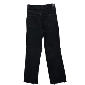 ZARA‎ Black Rigid Denim High Rise Ripped Distressed Wide Leg Full Length Jeans 4 thumbnail 8