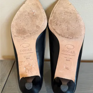 Oscar de la Renta Black Leather Shoes Size 8.5 Dressy Casual Heels Pumps‎ Office thumbnail 8