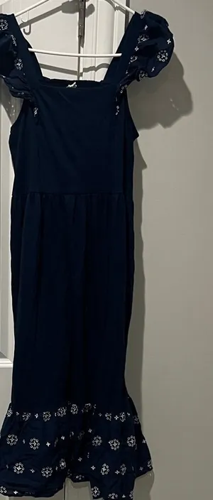 J. Crew Navy Dress with White Embroidery thumbnail 1