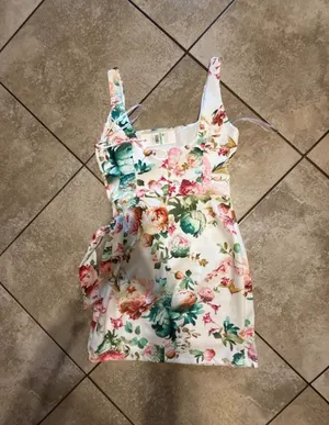 Siena Floral Print Square Neck Sleeveless Tie Waist Mini Dress Size 8 thumbnail 3