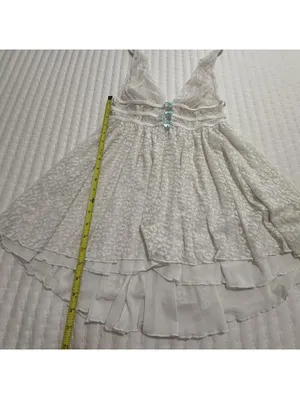 Betsey Johnson White Lace Babydoll Chemise Slip Sz M Medium Bridal Hi Lo thumbnail 3