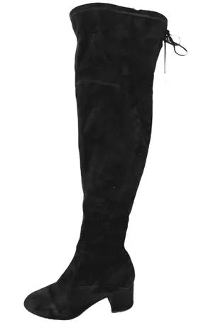 Ivanka Trump Black Suede Knee High Almond Toe Block Heels Western Boots Size 8 thumbnail 1
