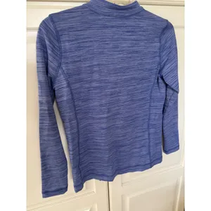 T by Talbots Womens Blue Space Dye Full Zip Mock Neck Active Jacket Petite P thumbnail 5