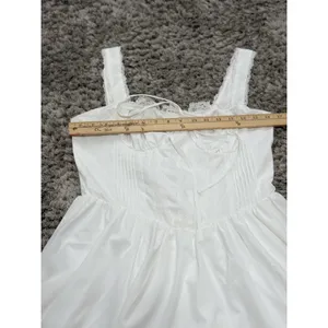 Dress White Lace Corset Fit Flare Mini Milkmaid Babydoll Cottagecore Women L thumbnail 11