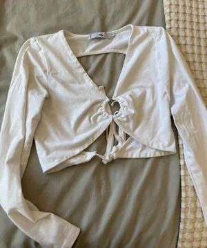 Adika White Open Back Crop Top thumbnail 1