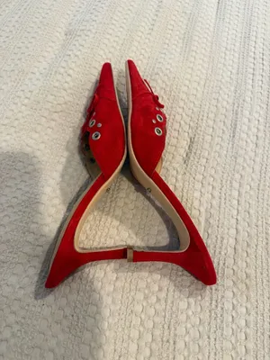 Tony Bianco Red Suede Shae Mules Size 8.5 thumbnail 5