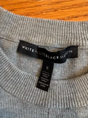 White House Black Market Gray Jeweled Button Knit Top Small Quiet Luxury thumbnail 4