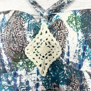 Self Esteem Bohemian Paisley Print Crochet Detail Halter Top Size Medium thumbnail 3
