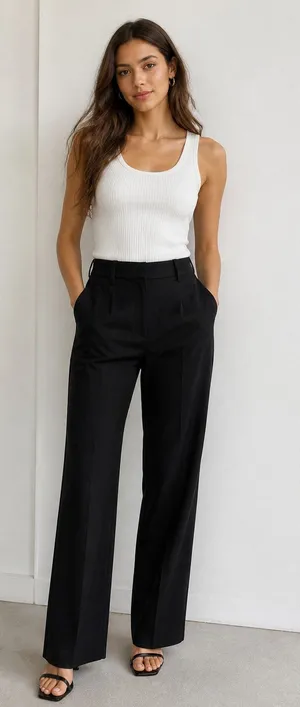 H&M Women's Black Straight Leg Dress Pants Trousers Size 4 thumbnail 1