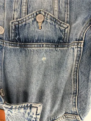 Lucky Brand Women's Boyfriend Trucker Denim Jeans Jacket Distressed Blue small thumbnail 3