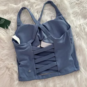 Halara Crisscross Backless Built In Bra Tank Top Serenity Size XS thumbnail 6