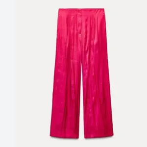 NWT ZARA Satin Effect Shiny Wide Leg Fuchsia Pant Bloggers Fave XS thumbnail 3