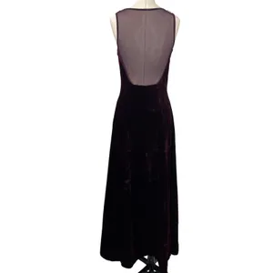 Vintage 90s Scott Mcclintock Beaded Velvet Gown Sheer Low Back Purple 6 thumbnail 8