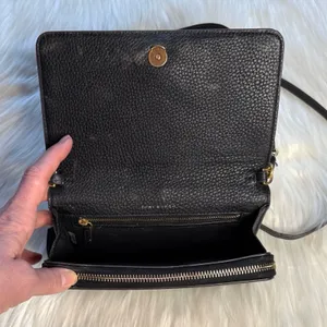Tory Burch Black McGraw Flat Leather Wallet Crossbody thumbnail 9